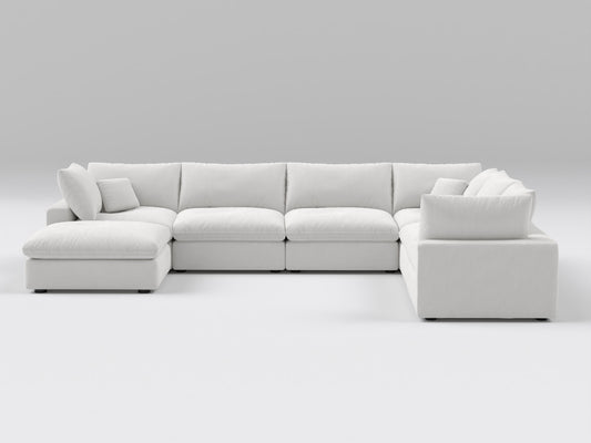 Classic Off-White Modular Sectional – 7-Piece Configuration – Plush Deep Seating in a Versatile Layout