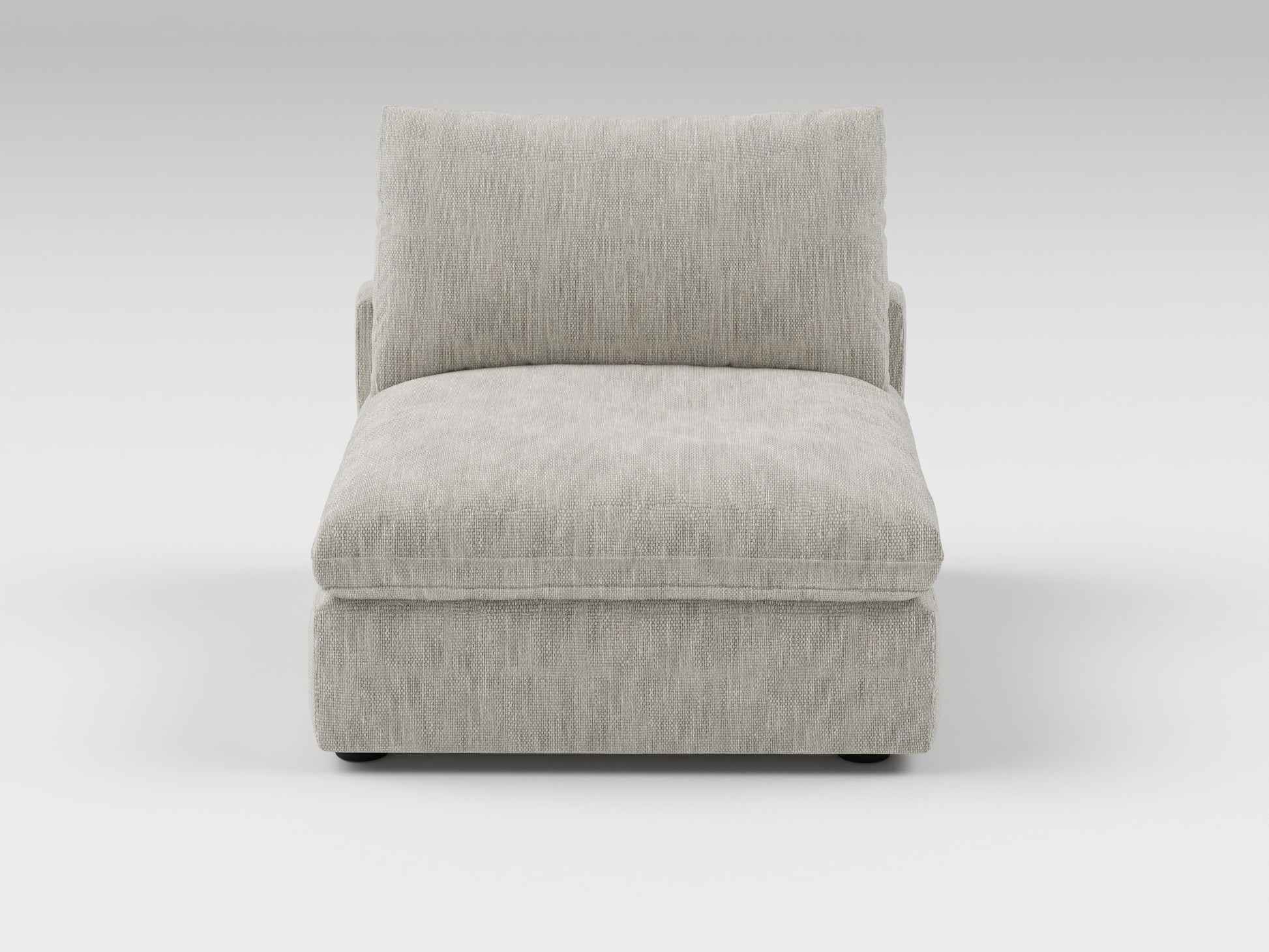 Classic Gray Armless Chair – Front View – Modular Sofa Seat for Sectional Configuration