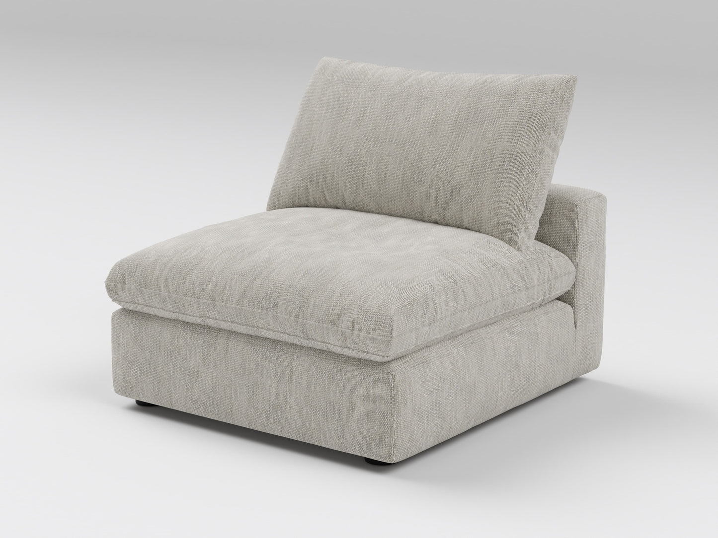 Classic Gray Armless Chair – Front View – Modular Sofa Seat for Sectional Configuration