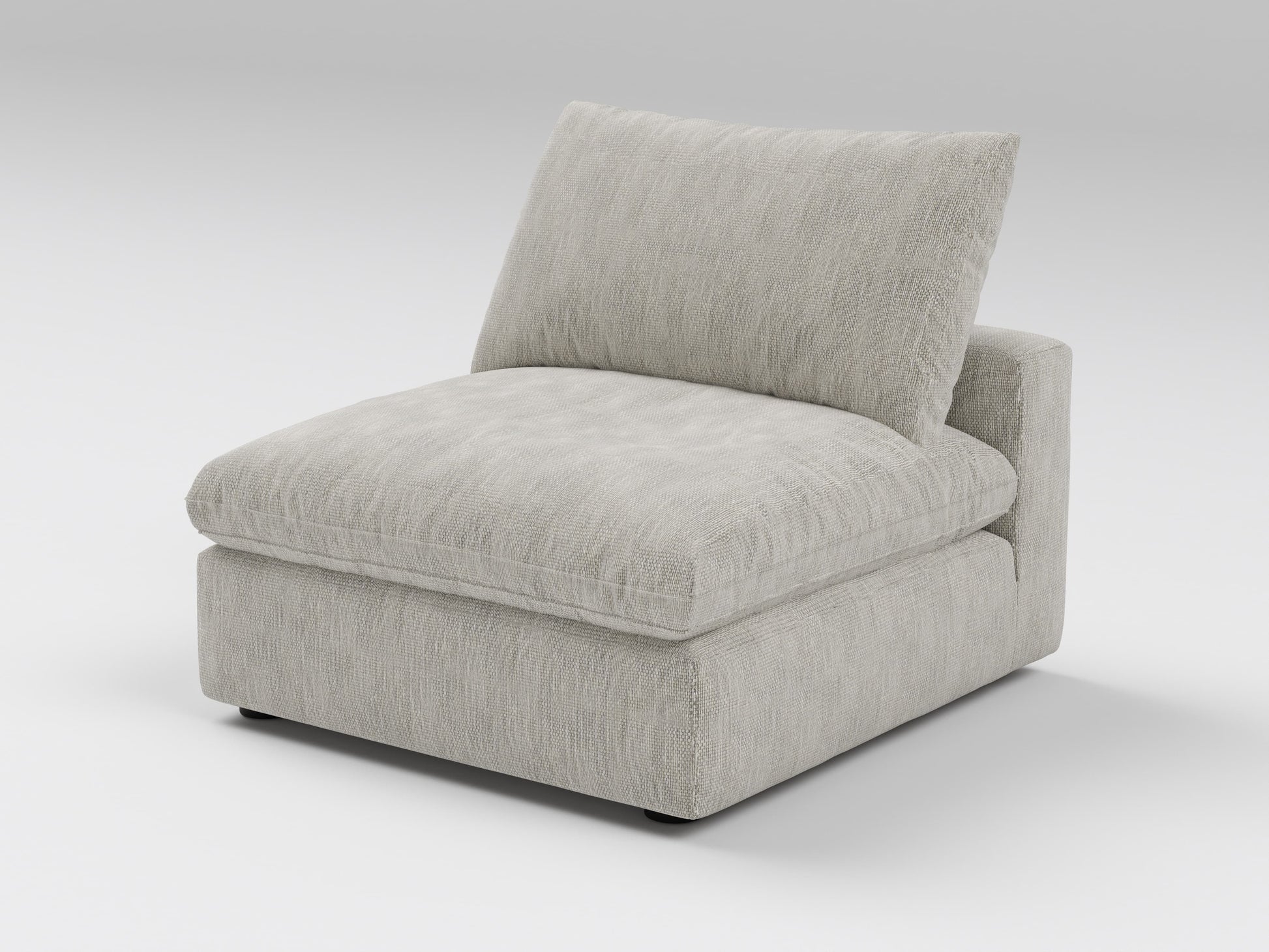 Classic Gray Armless Chair – Front View – Modular Sofa Seat for Sectional Configuration