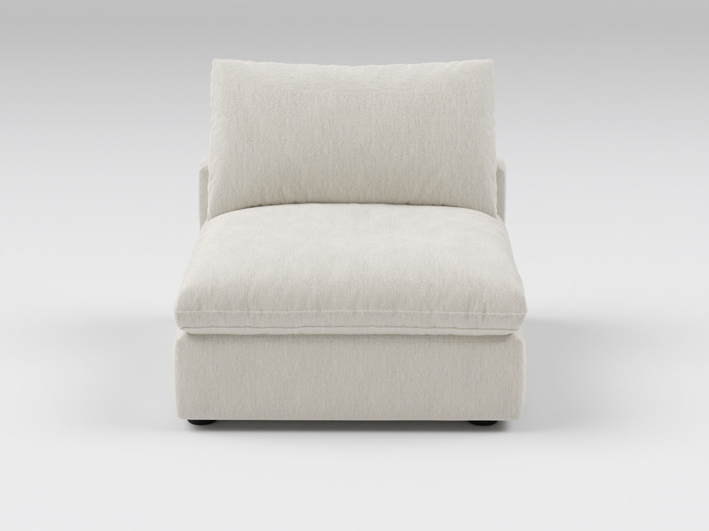 Classic Armless Chair in Ivory – Front View – Deep Modular Sofa Seat without Arms