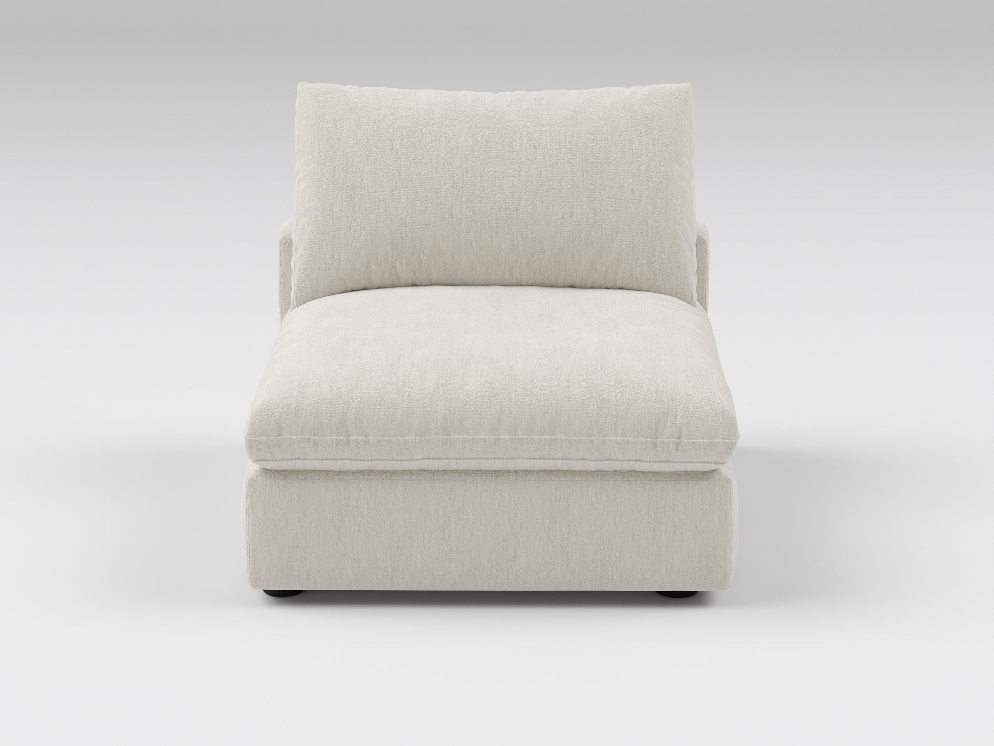 Classic Armless Chair in Ivory – Front View – Deep Modular Sofa Seat without Arms