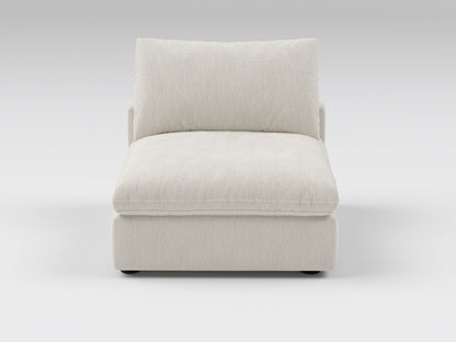 Classic Armless Chair in Ivory – Front View – Deep Modular Sofa Seat without Arms