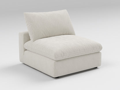 Classic Armless Chair in Ivory – Left View – Deep Modular Sofa Seat without Arms