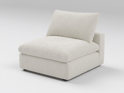 Classic Armless Chair in Ivory – Right View – Deep Modular Sofa Seat without Arms