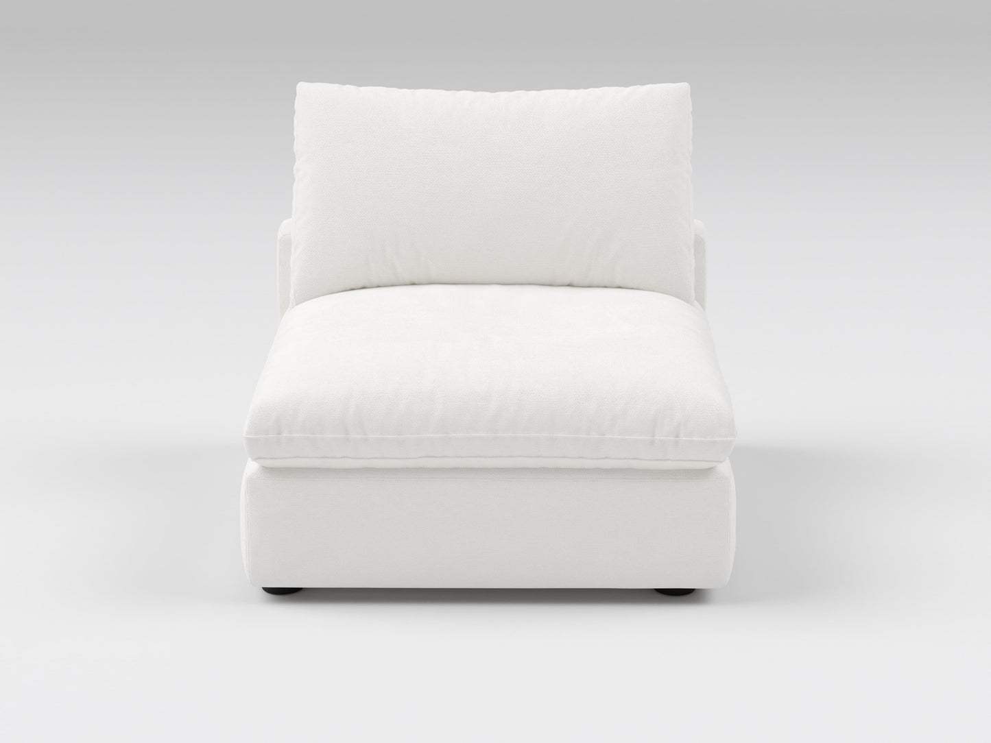 Classic Off-White Armless Chair – Front View – Modular Deep Seat 