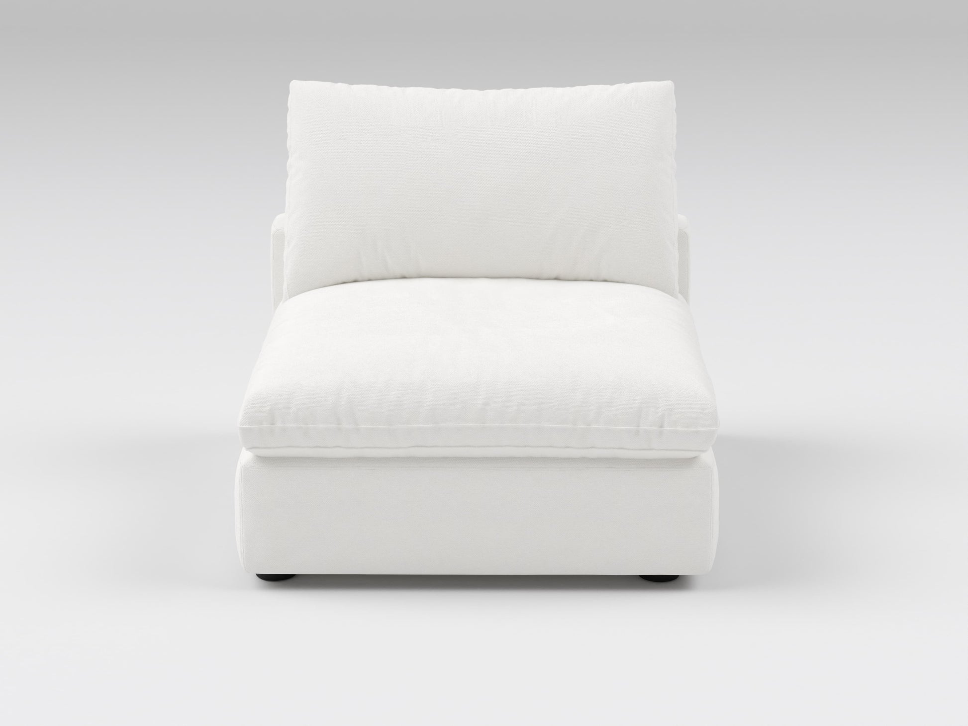 Classic Off-White Armless Chair – Front View – Modular Deep Seat 