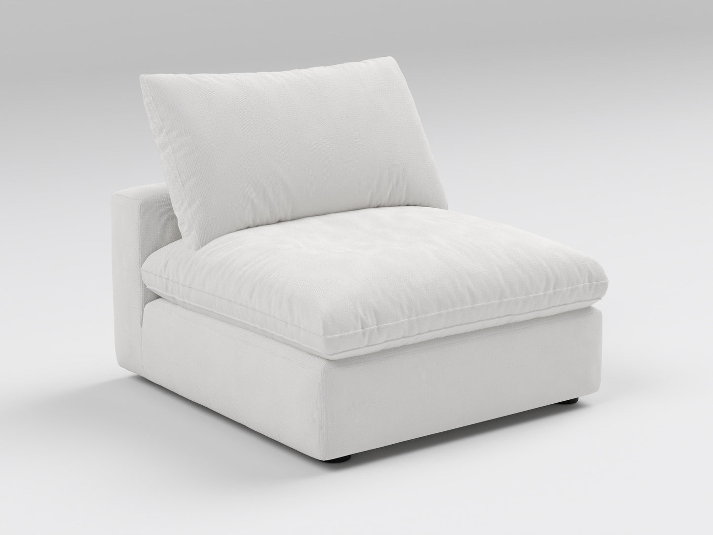 Classic Off-White Armless Chair – Front View – Modular Deep Seat