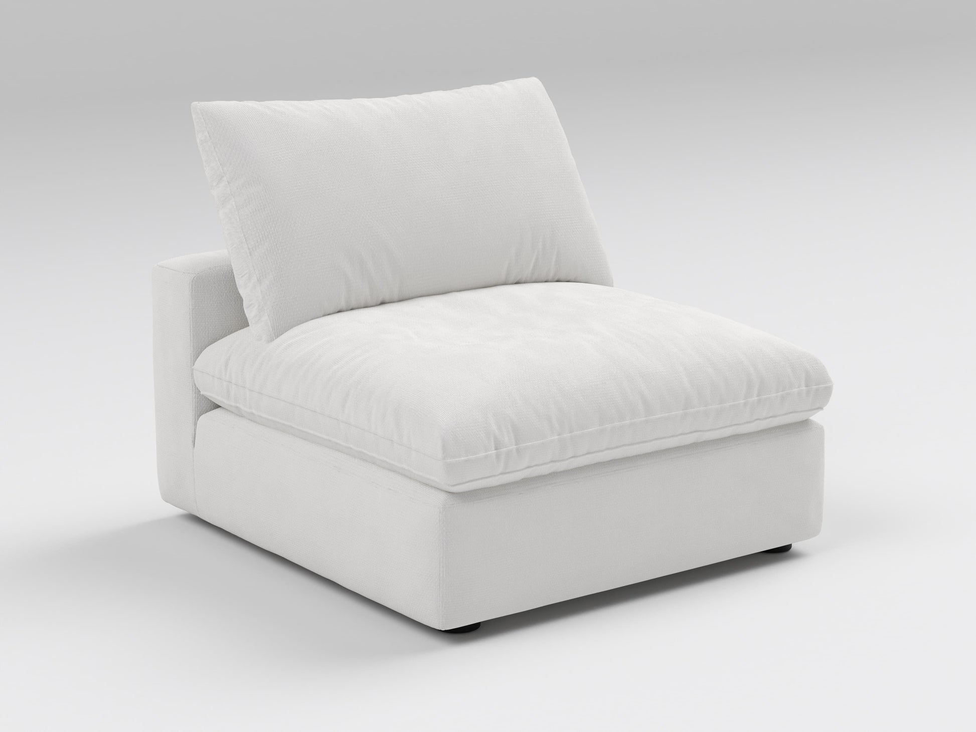 Classic Off-White Armless Chair – Front View – Modular Deep Seat