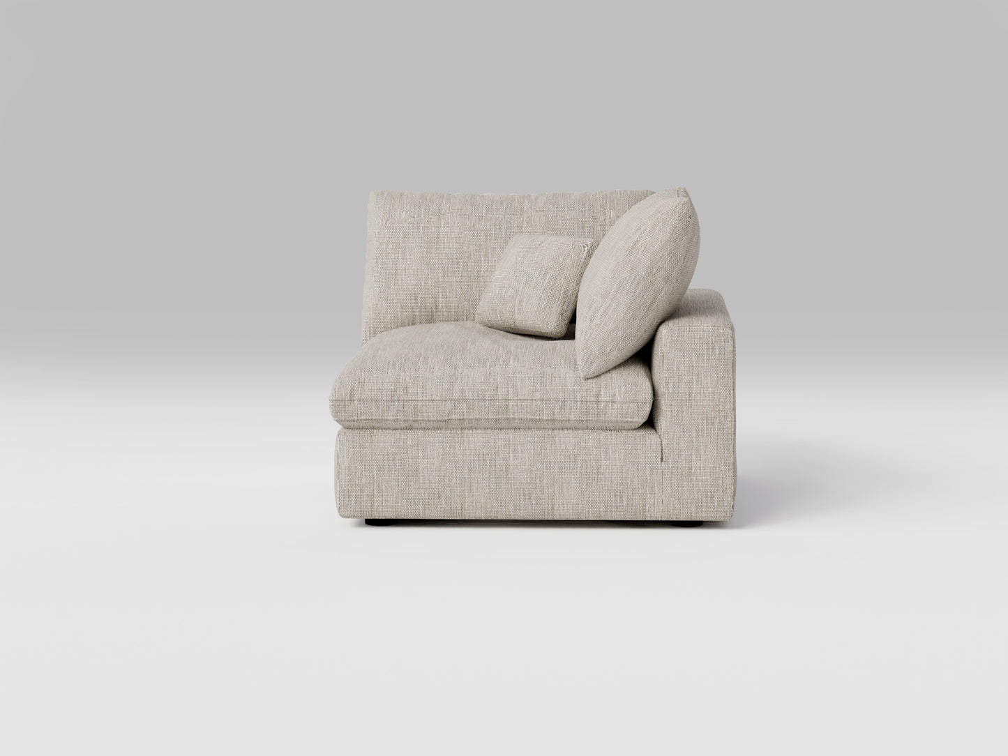 Classic Gray Corner Chair – Front View – Modular Sectional Piece for Corner Configuration
