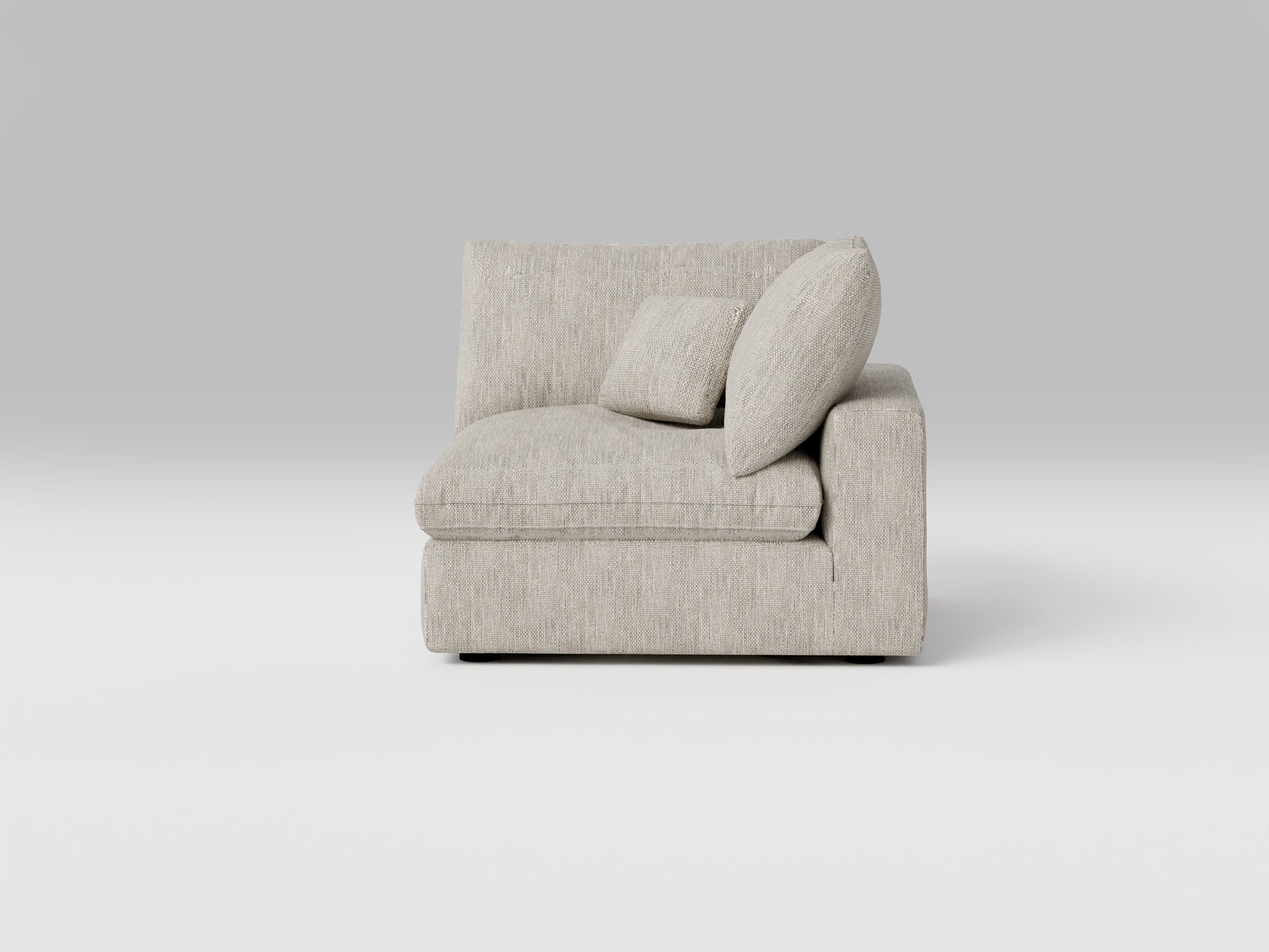 Classic Gray Corner Chair – Front View – Modular Sectional Piece for Corner Configuration