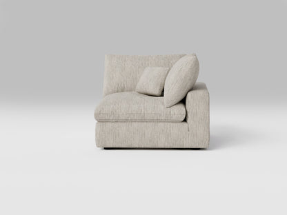 Classic Gray Corner Chair – Front View – Modular Sectional Piece for Corner Configuration