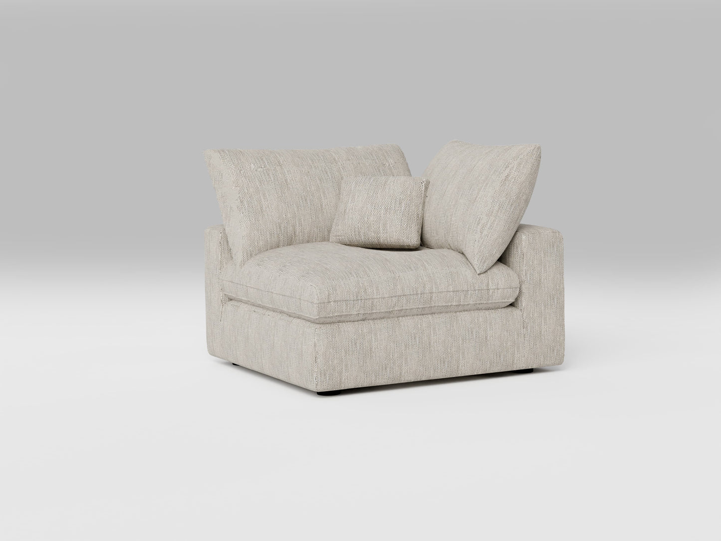 Classic Gray Corner Chair – Left View – Modular Sectional Piece for Corner Configuration