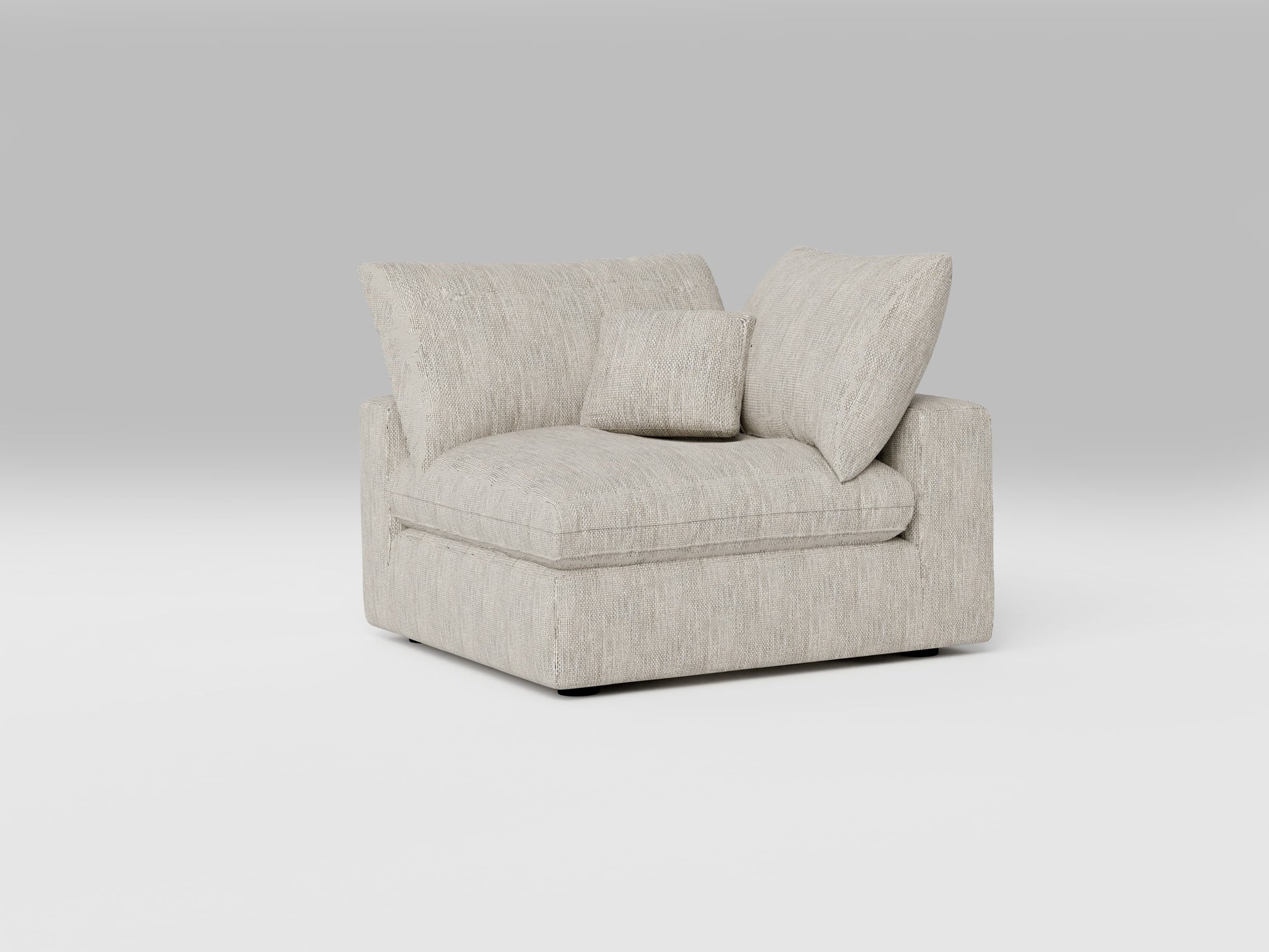 Classic Gray Corner Chair – Left View – Modular Sectional Piece for Corner Configuration