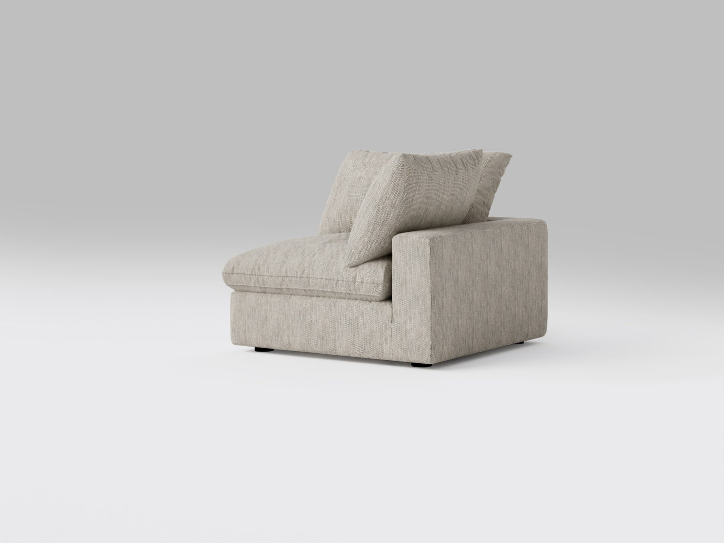 Classic Gray Corner Chair – Right View – Modular Sectional Piece for Corner Configuration