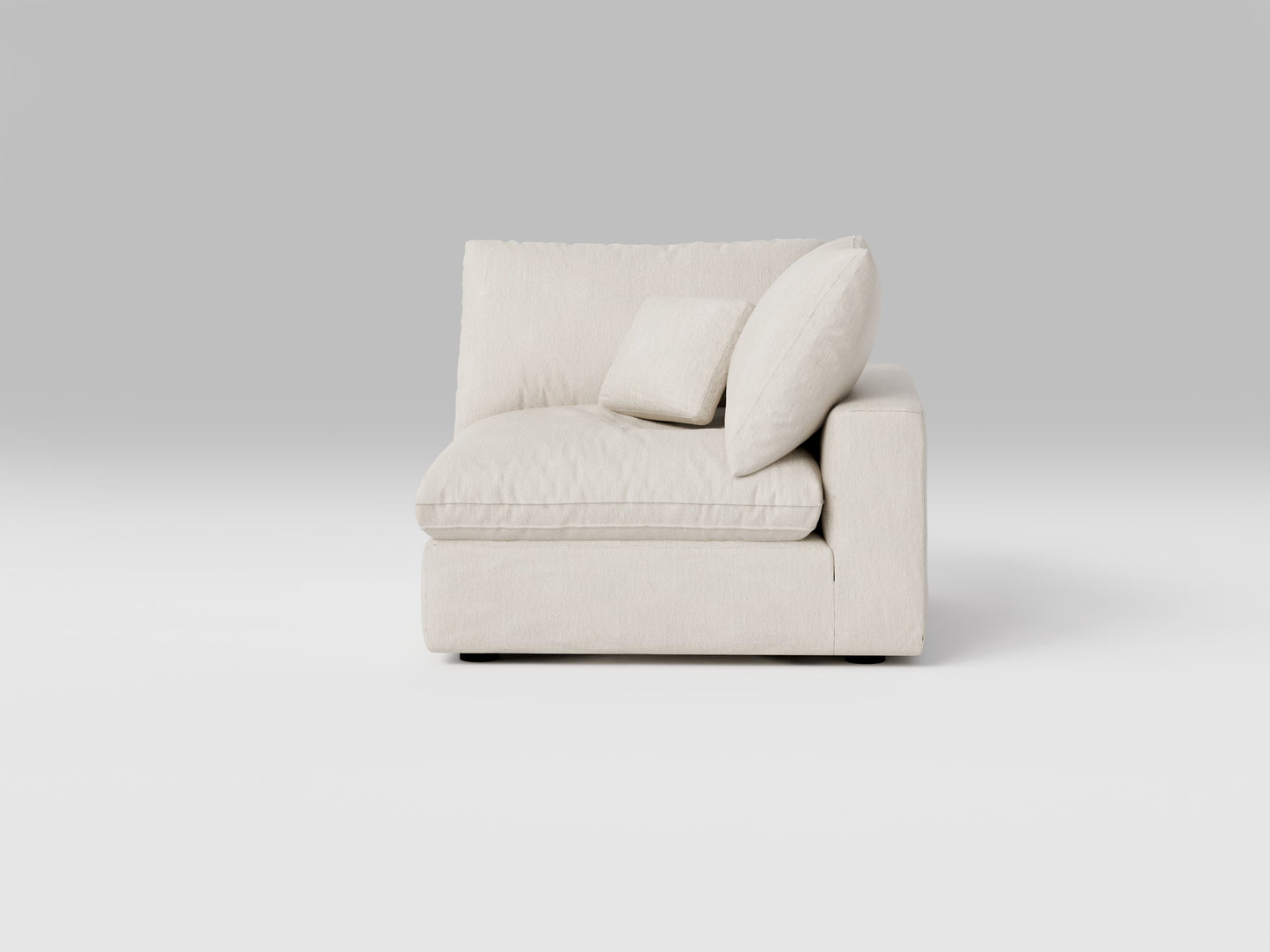 Classic Corner Chair in Ivory – Front View – Modular Sofa Section with Deep Seating