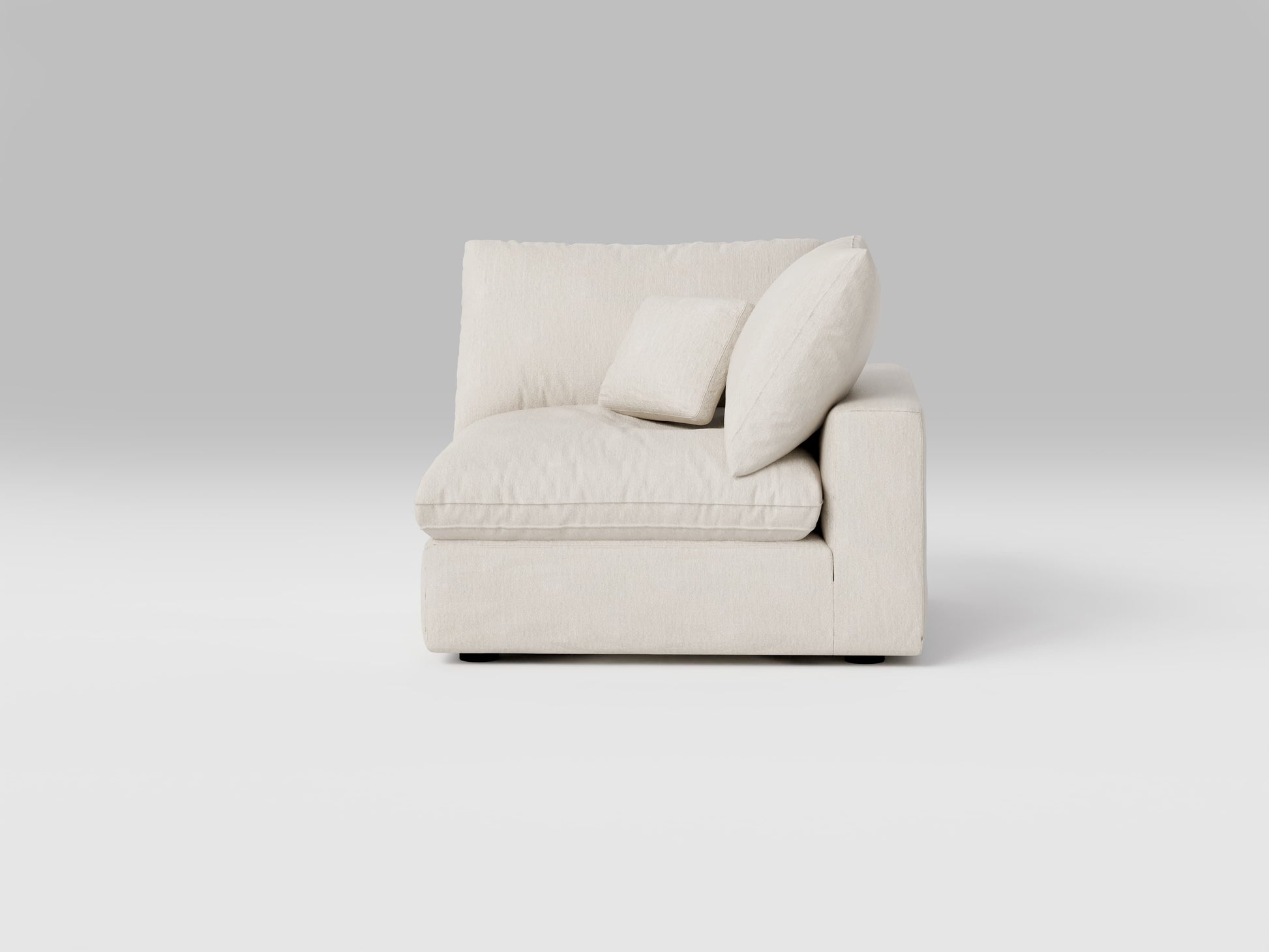 Classic Corner Chair in Ivory – Front View – Modular Sofa Section with Deep Seating
