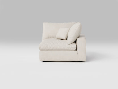 Classic Corner Chair in Ivory – Front View – Modular Sofa Section with Deep Seating
