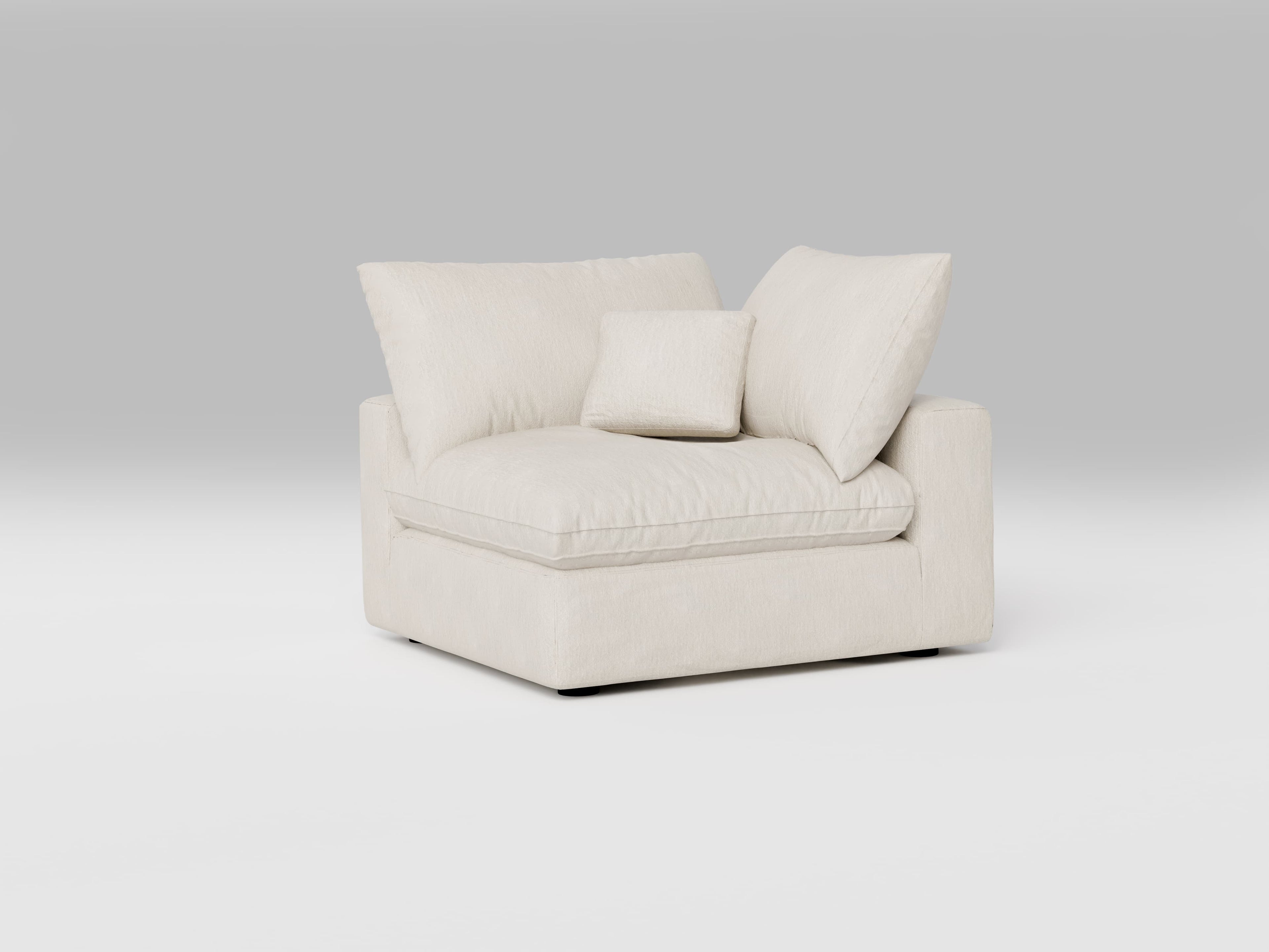 Classic Corner Chair in Ivory – Left View – Modular Sofa Section with Deep Seating