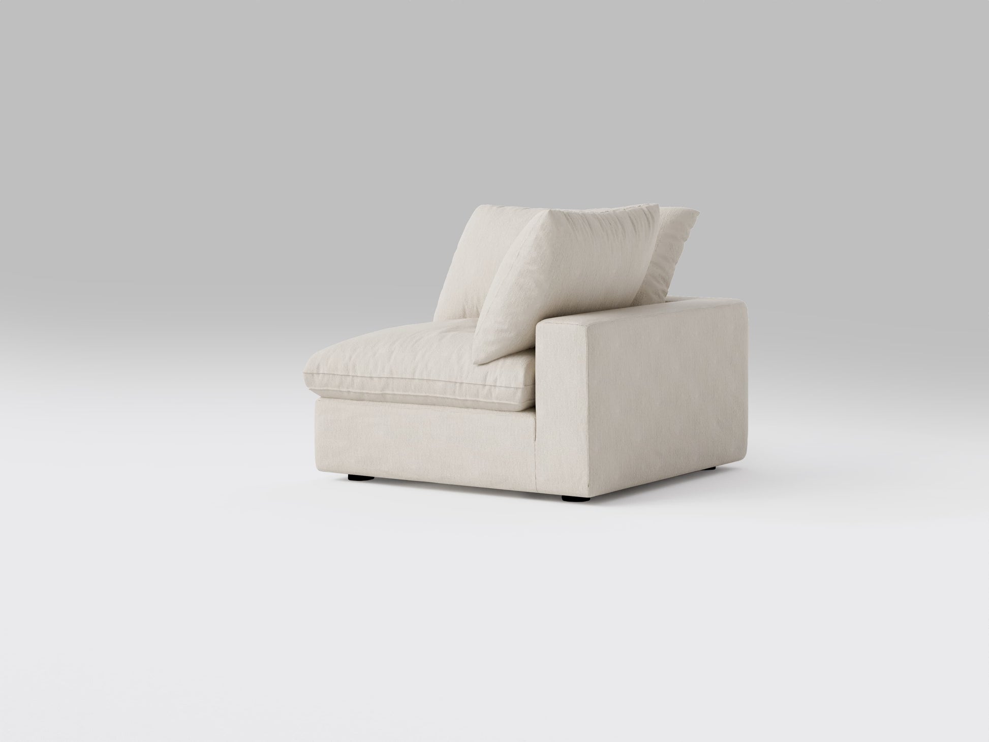 Classic Corner Chair in Ivory – Right View – Modular Sofa Section with Deep Seating
