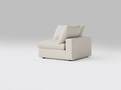 Classic Corner Chair in Ivory – Right View – Modular Sofa Section with Deep Seating