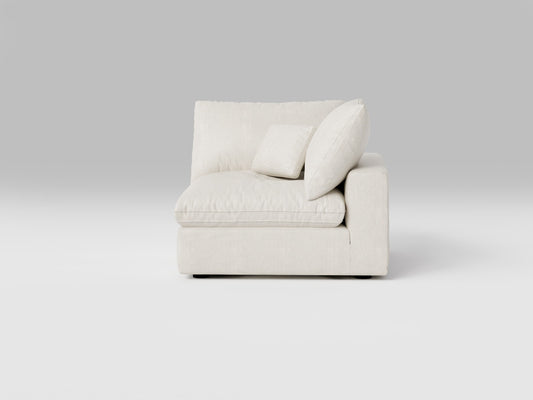 Classic Off-White Corner Chair – Front View – Plush Modular Sofa Component