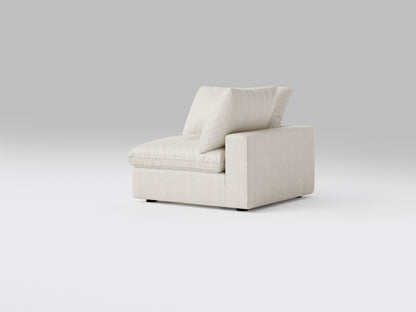 Classic Off-White Corner Chair – Right View – Plush Modular Sofa Component