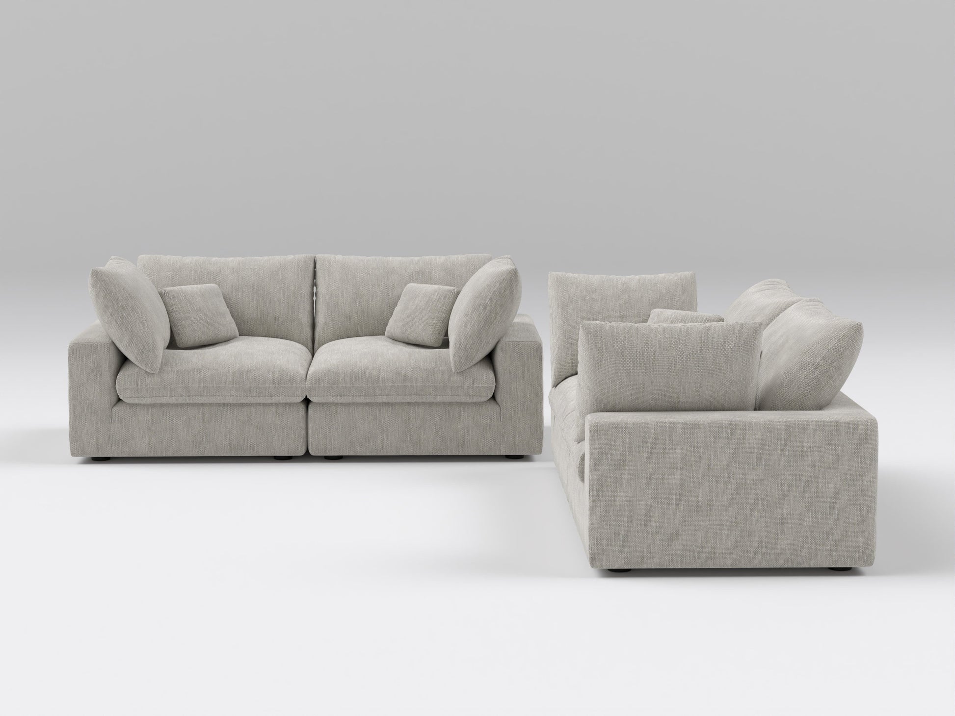 Classic Gray Double Loveseat – Front View – Two-Seat Modular Sofa Configuration