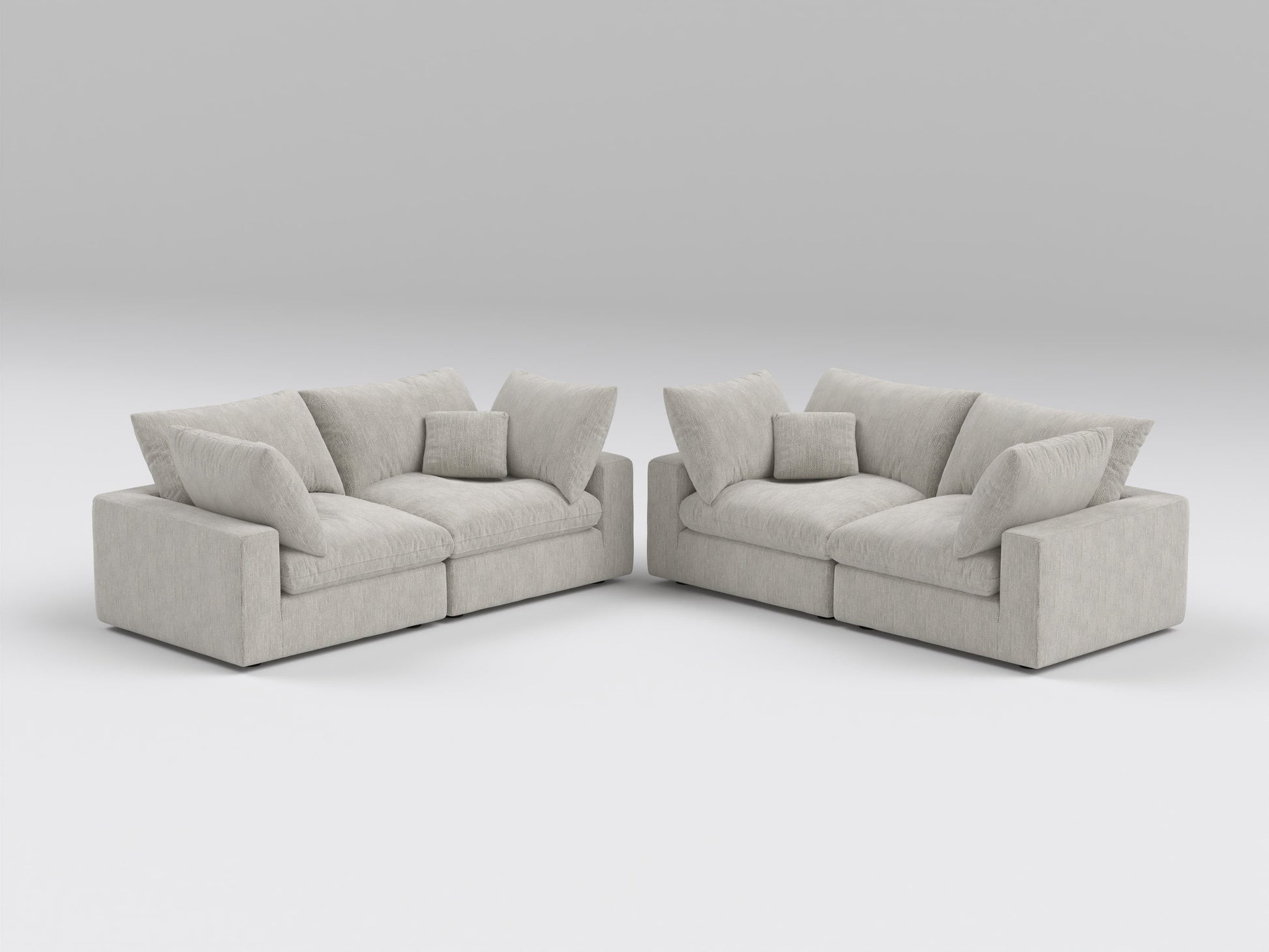 Classic Gray Double Loveseat – Front View – Two-Seat Modular Sofa Configuration