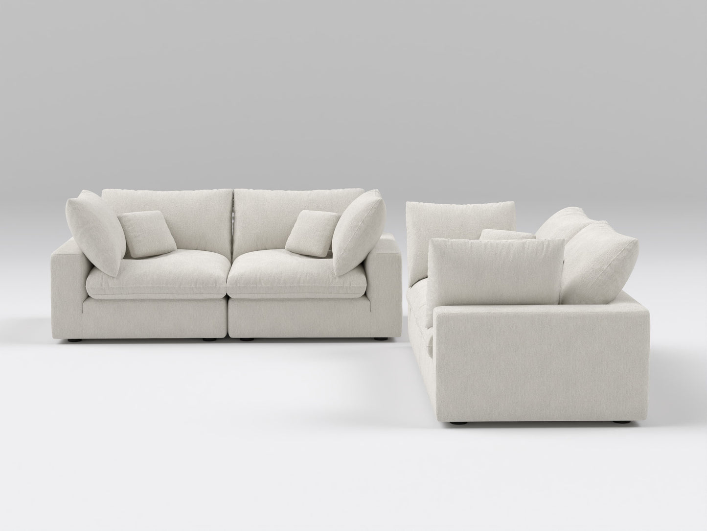 Classic Double Loveseat in Ivory – Front View – Modular Sofa with Two Connected Seats