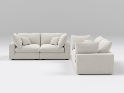 Classic Double Loveseat in Ivory – Front View – Modular Sofa with Two Connected Seats