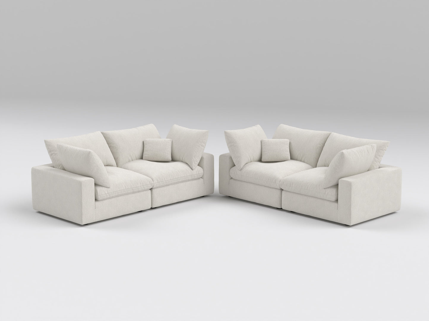 Classic Double Loveseat in Ivory – Front View – Modular Sofa with Two Connected Seats