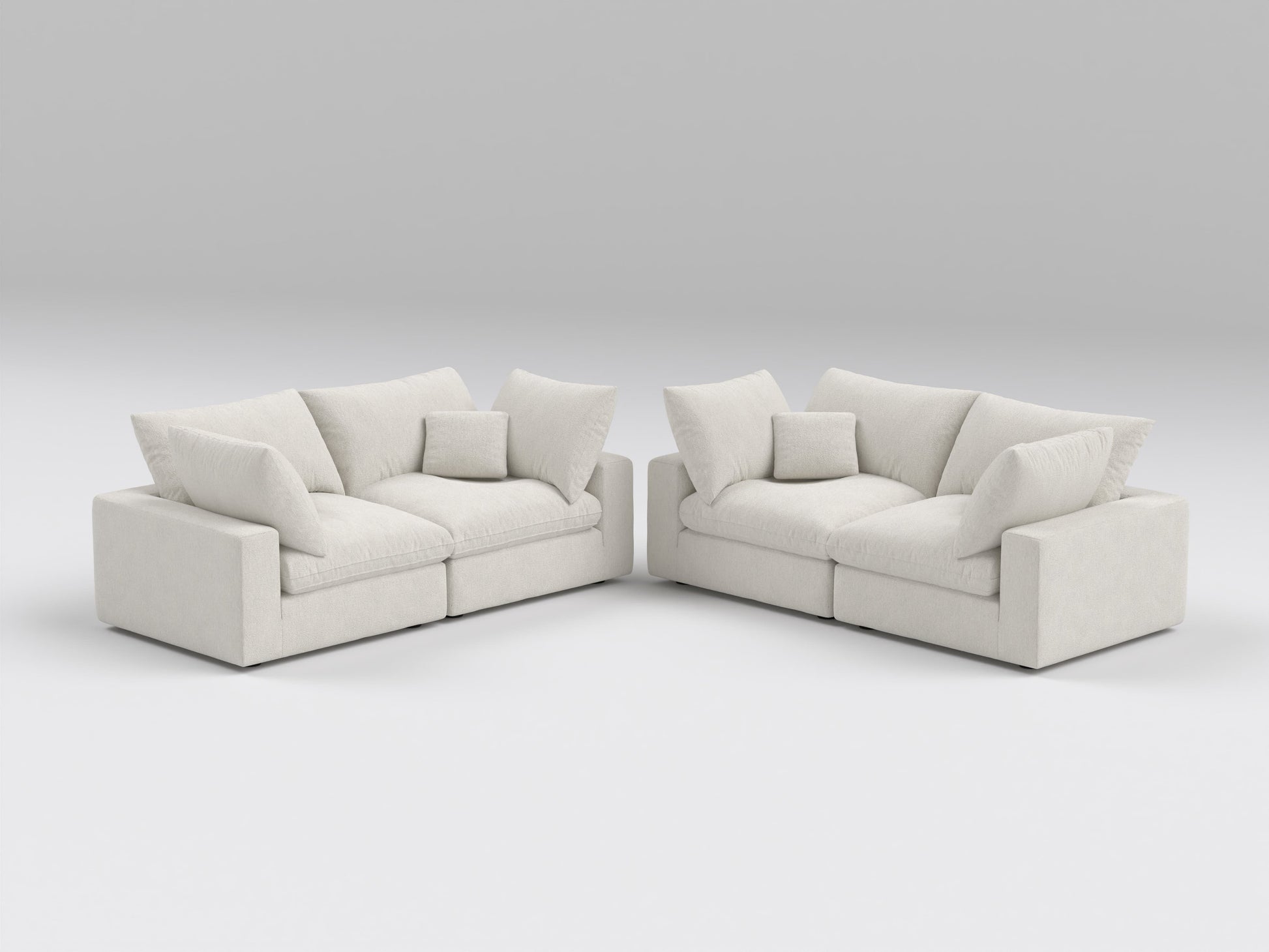 Classic Double Loveseat in Ivory – Front View – Modular Sofa with Two Connected Seats