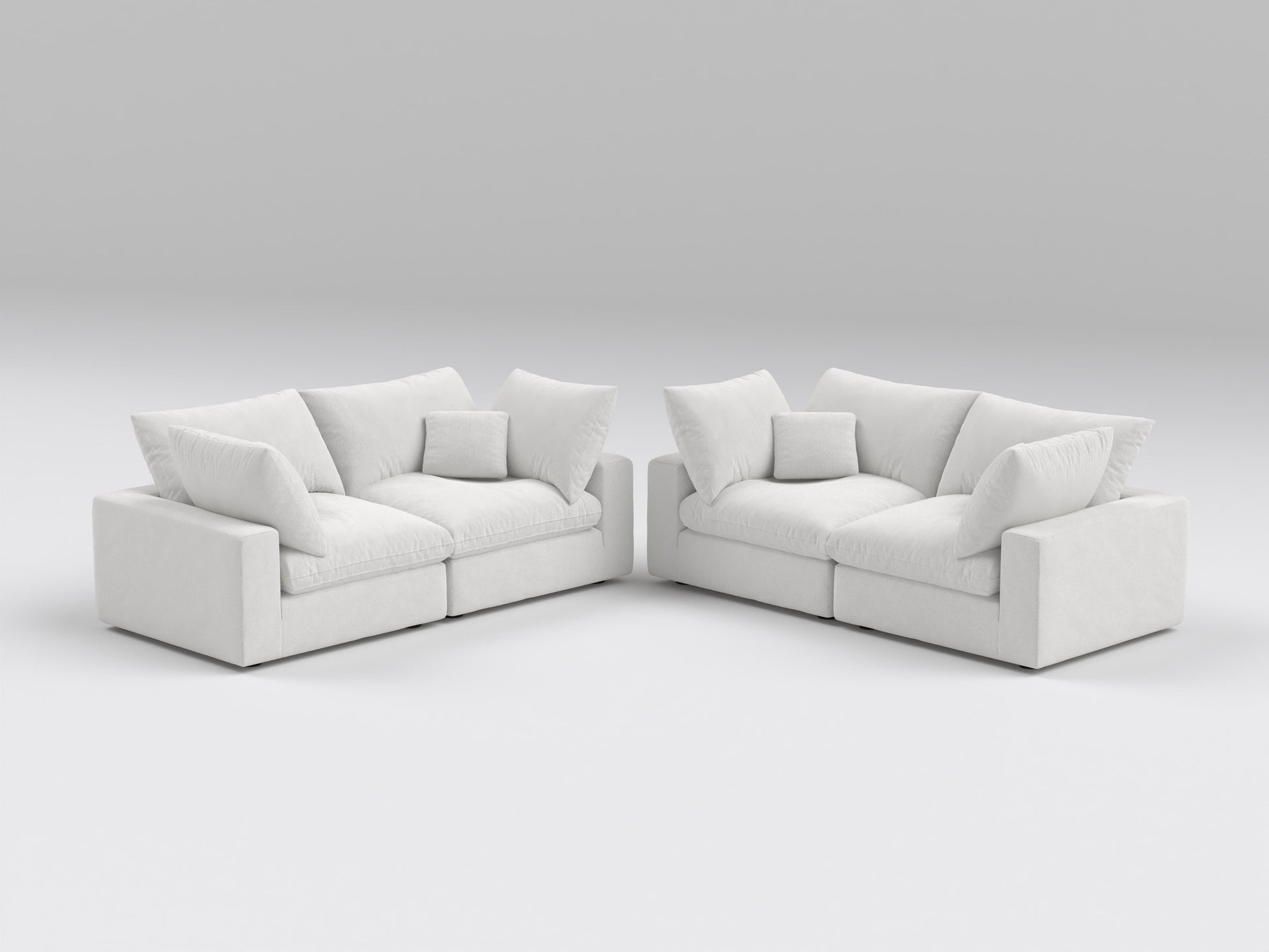 Classic Double Loveseat in Off-White – Front View – Modular Sectional with Deep Seating
