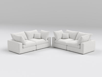 Classic Double Loveseat in Off-White – Front View – Modular Sectional with Deep Seating