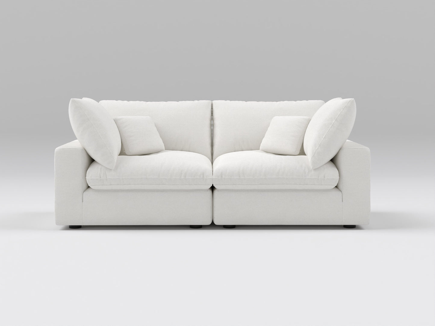 Compact White 2-Piece Modular Loveseat – Front View – Space-Saving Sofa with Modern Design