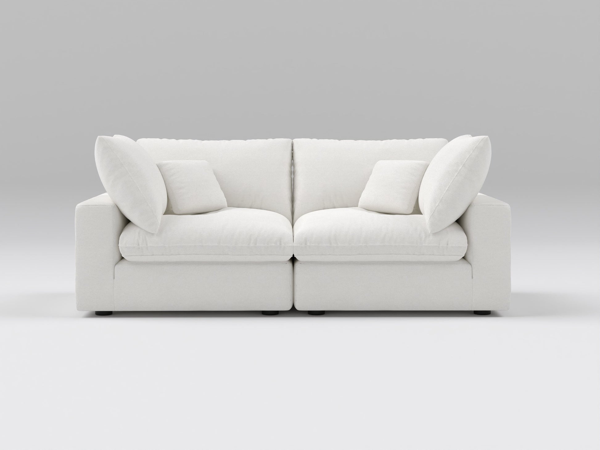 Compact White 2-Piece Modular Loveseat – Front View – Space-Saving Sofa with Modern Design