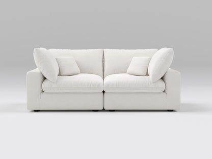 Compact White 2-Piece Modular Loveseat – Front View – Space-Saving Sofa with Modern Design
