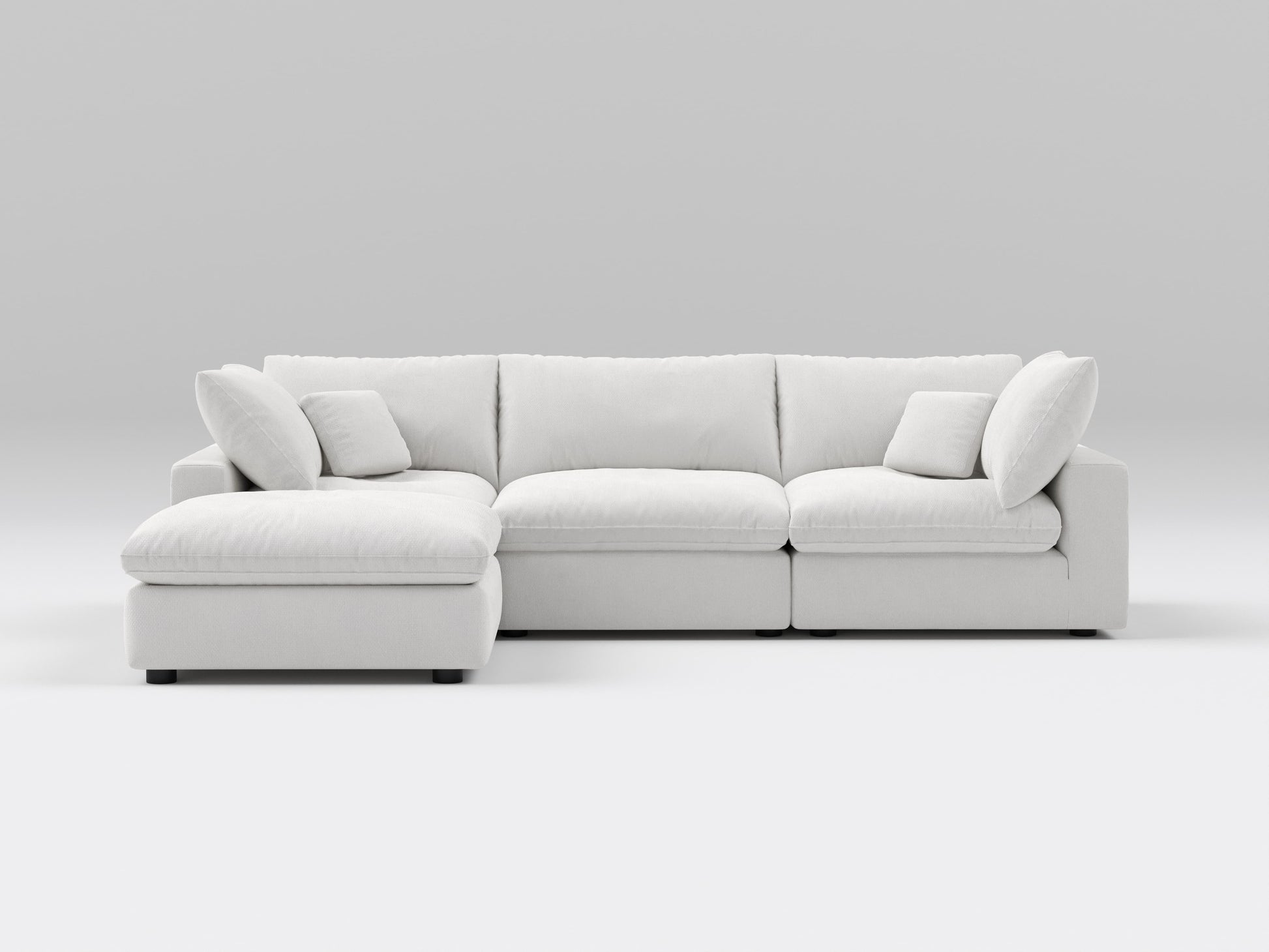 Compact White 4-Piece Modular Sectional – Front View – Space-Saving Sofa with Clean, Modern Design
