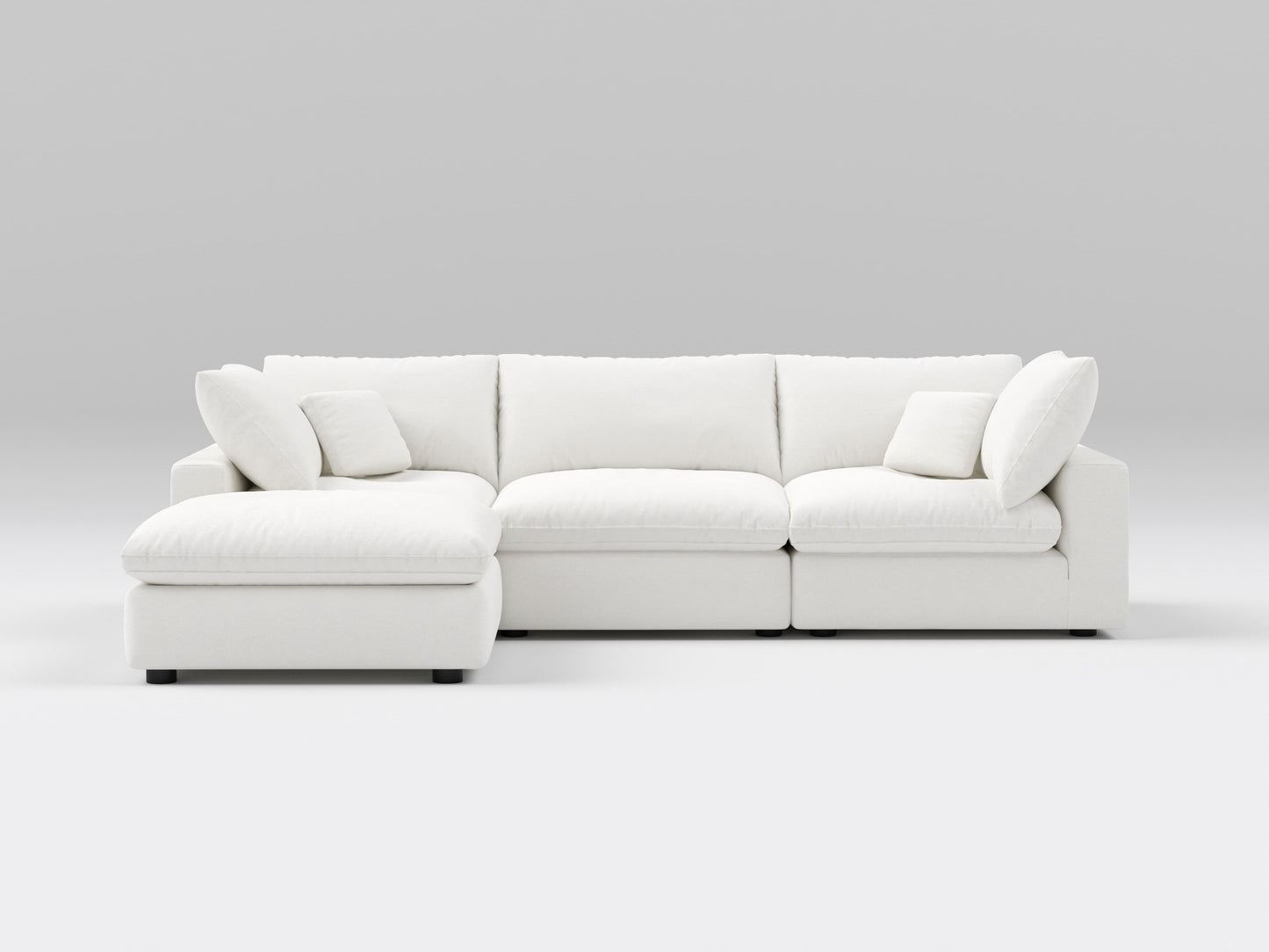 Compact White 4-Piece Modular Sectional – Front View – Space-Saving Sofa with Clean, Modern Design