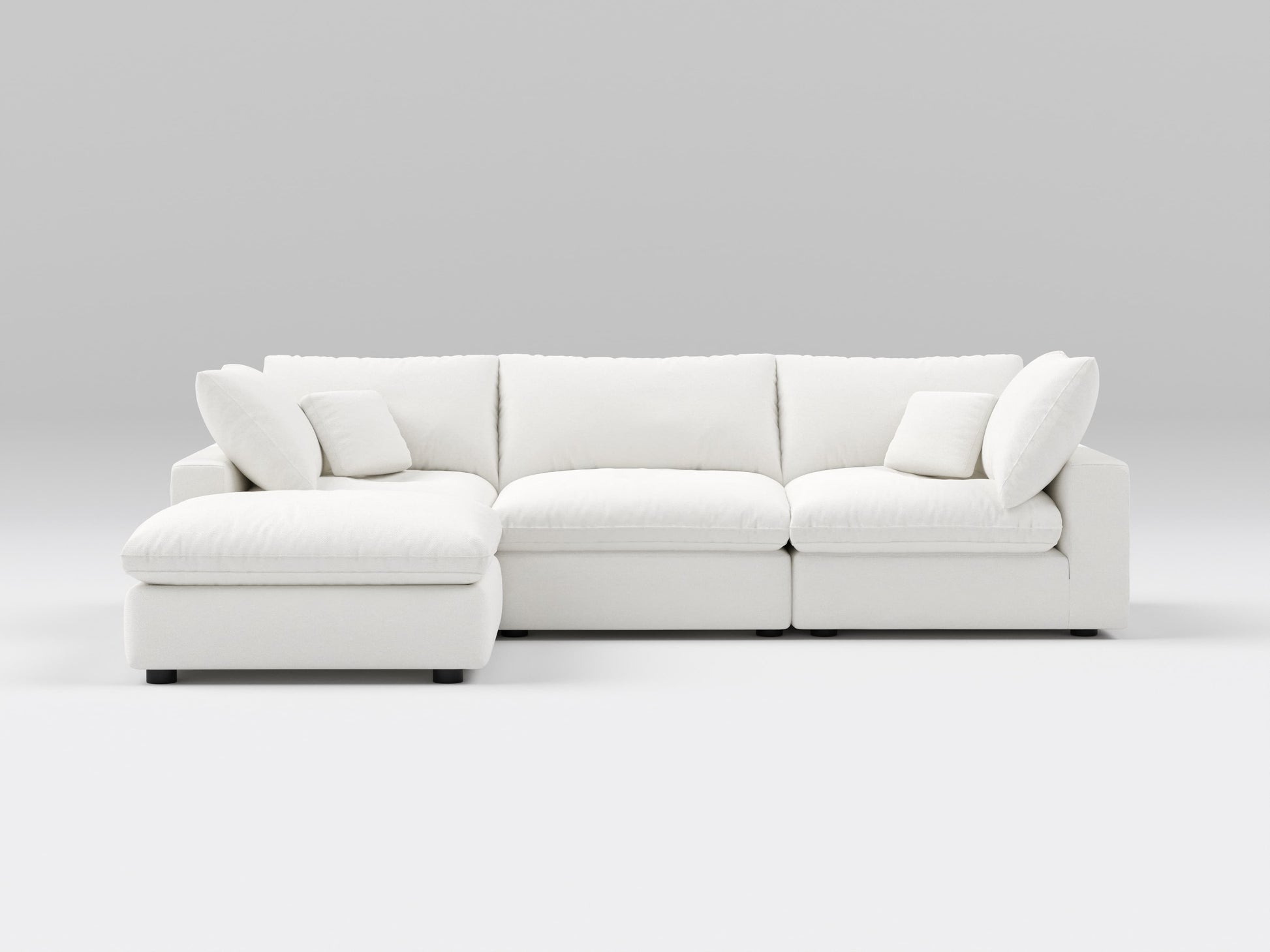 Compact White 4-Piece Modular Sectional – Front View – Space-Saving Sofa with Clean, Modern Design
