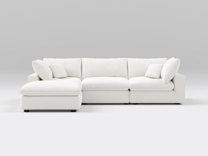 Compact White 4-Piece Modular Sectional – Front View – Space-Saving Sofa with Clean, Modern Design