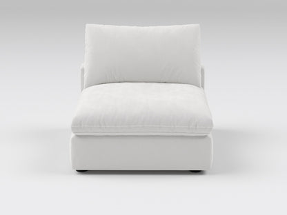 Compact White Armless Chair – Front View – Modular Sofa Seat Designed for Small Living Areas