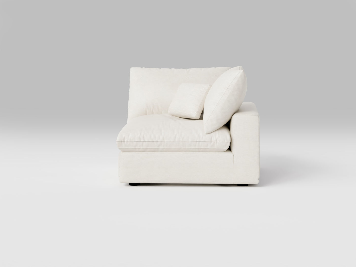 Compact White Corner Chair – Front View – Modular Sofa Piece for Small Living Spaces