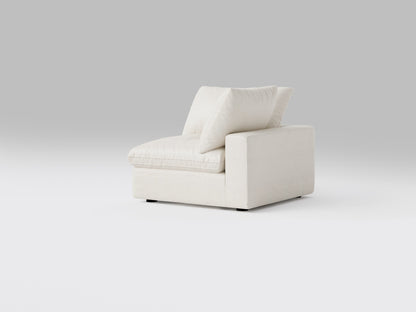 Compact White Corner Chair – Right View – Modular Sofa Piece for Small Living Spaces