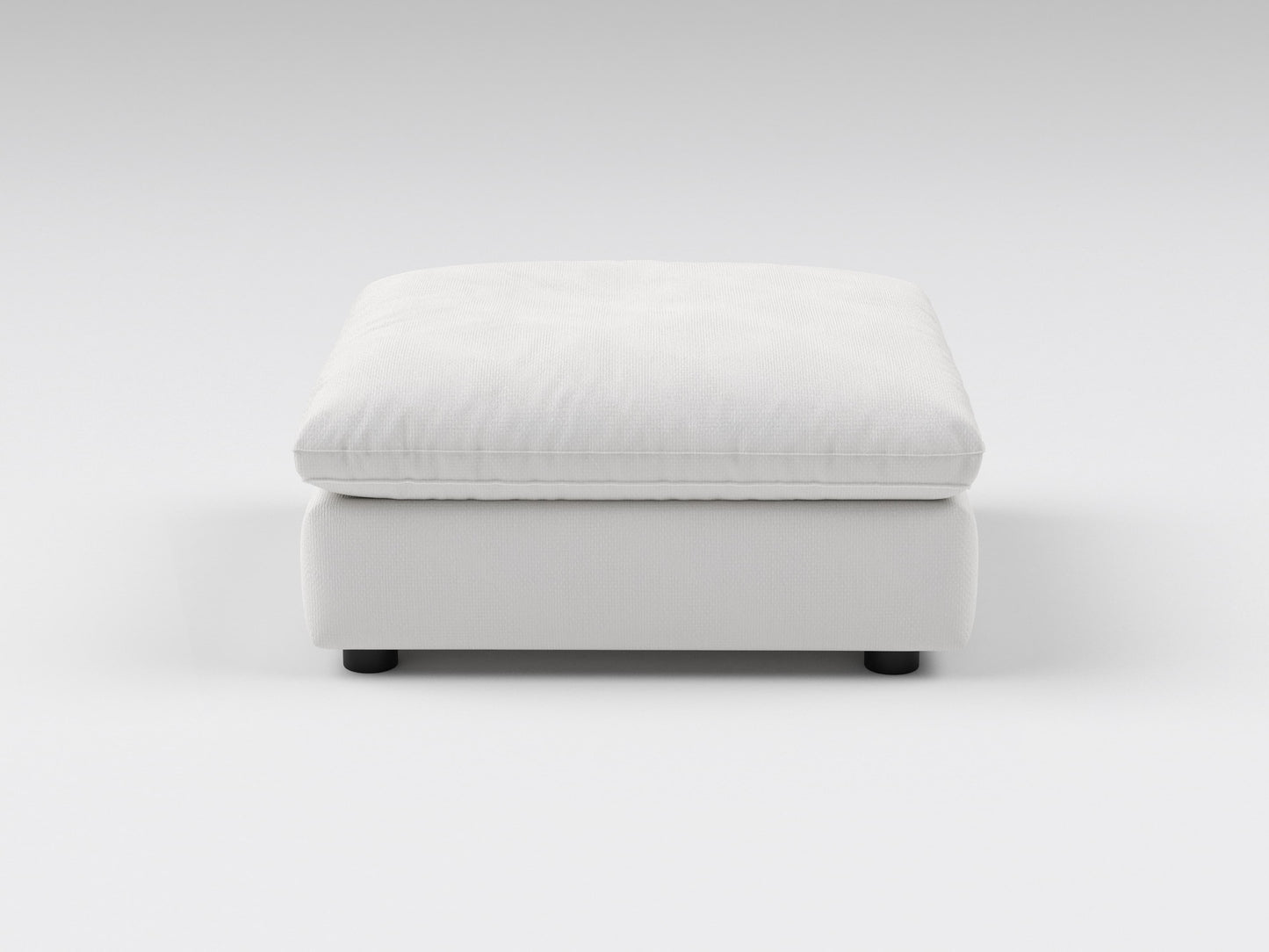 Compact Off-White Modular Ottoman – Front View – Space-Saving Sofa Section