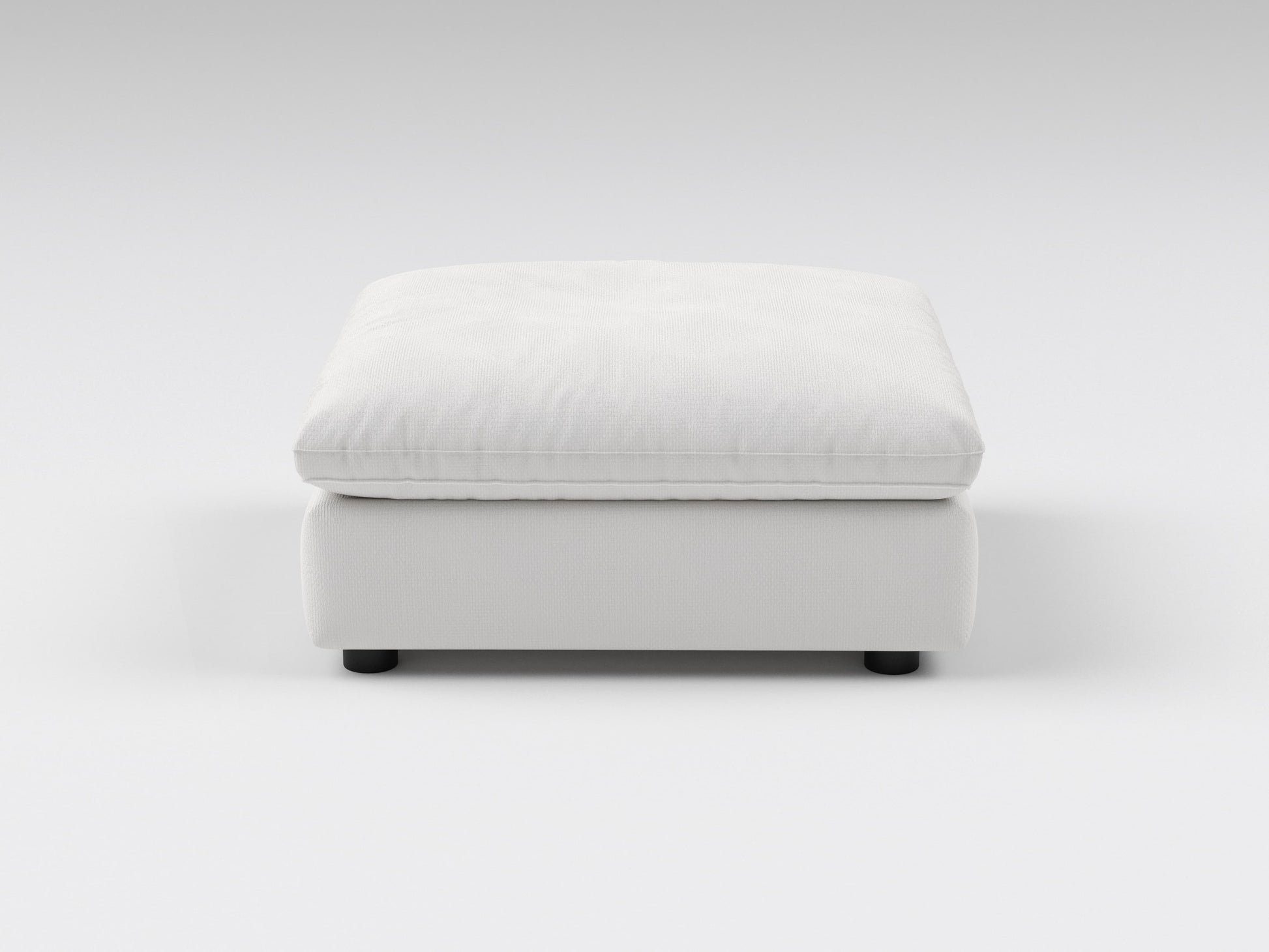 Compact Off-White Modular Ottoman – Front View – Space-Saving Sofa Section