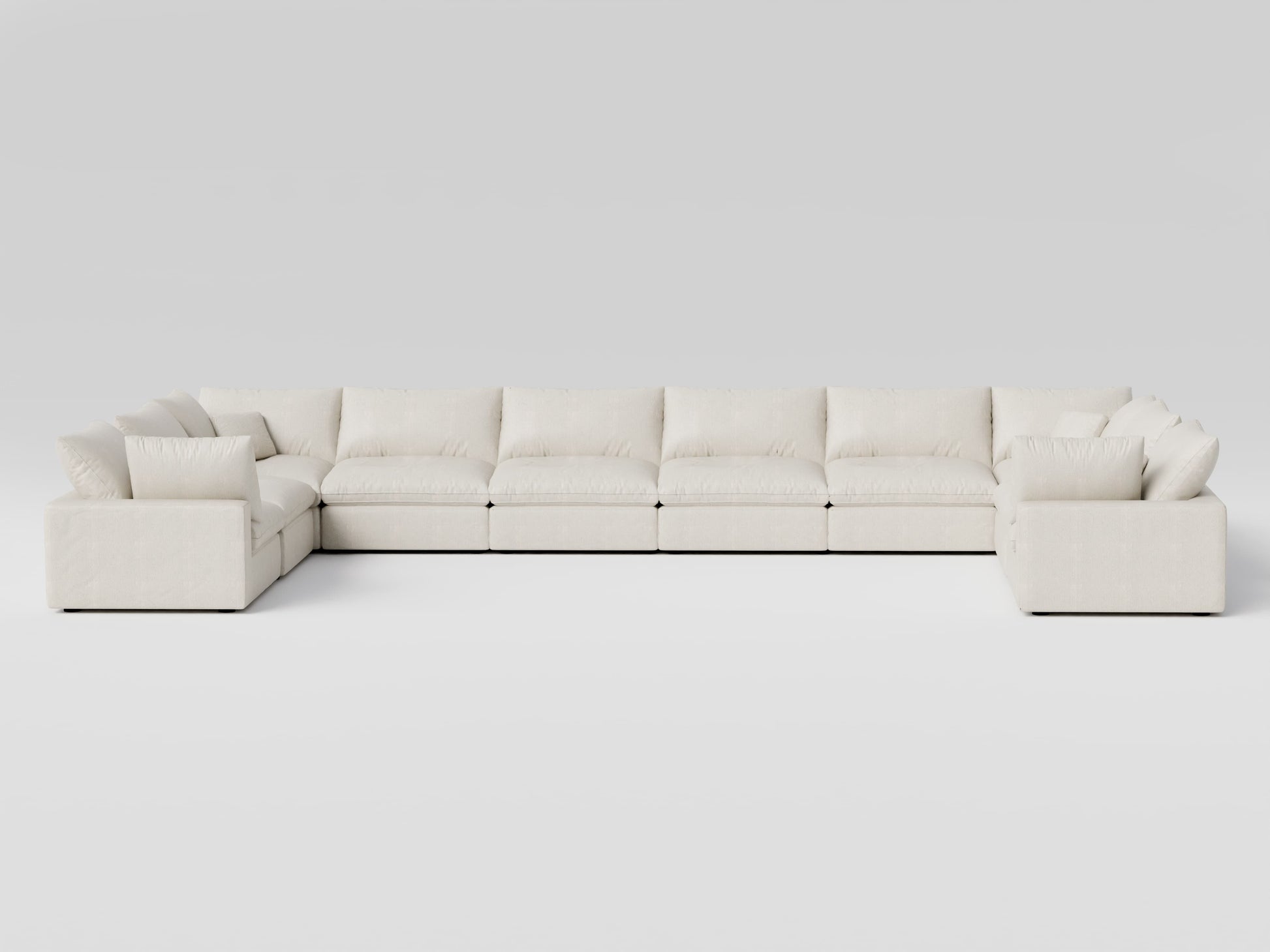 Compact Off-White Modular Sectional – 10-Piece U-Shape – Modern, Modular Sofa for Tight Spaces