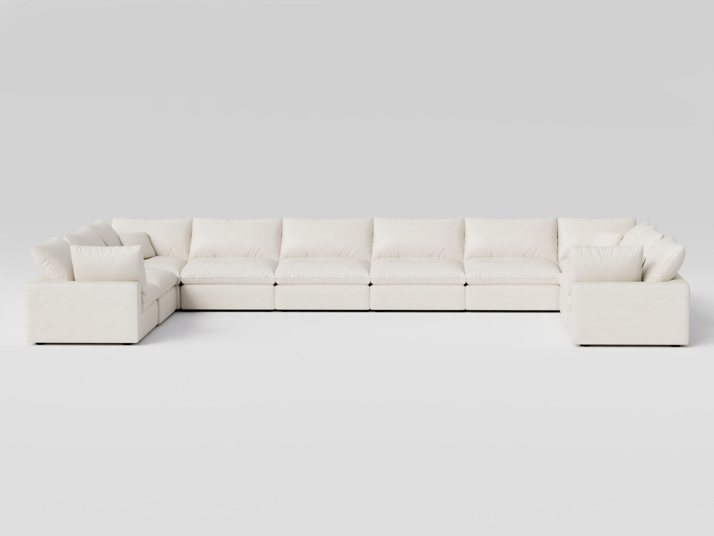 Compact White 10-Piece Modular Sectional – U-Shape – Space-Saving Sofa for Smaller Living Rooms