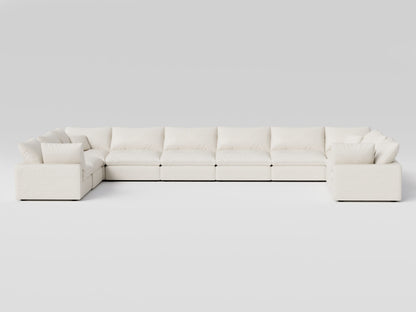 Compact White 10-Piece Modular Sectional – U-Shape – Space-Saving Sofa for Smaller Living Rooms